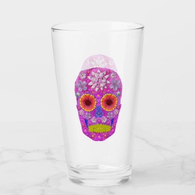 Flower Skull 2 Glass (Front)
