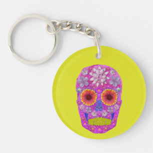 Flower Skull 2 Key Ring