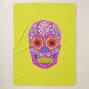 Flower Skull 2 Sherpa Blanket