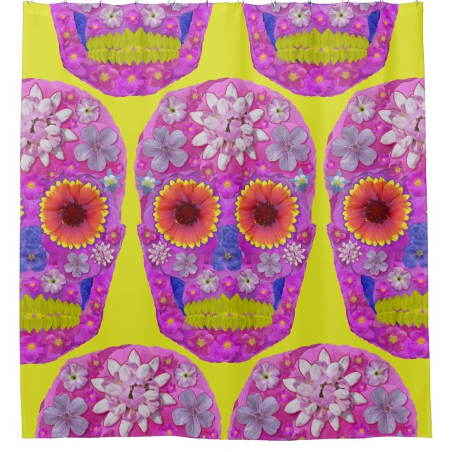 Flower Skull 2 Shower Curtain (Front)
