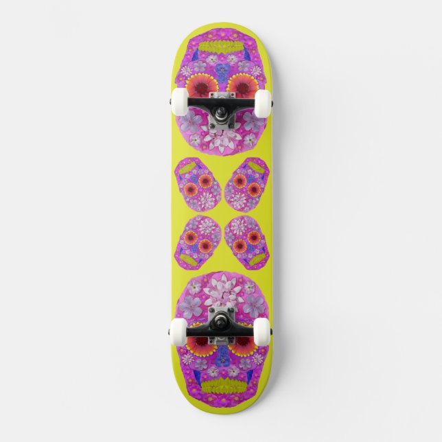 Flower Skull 2 Skateboard (Front)
