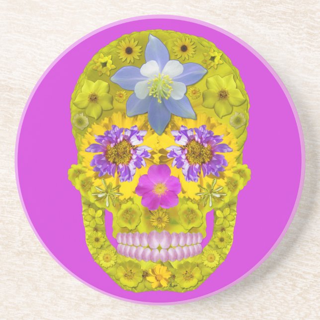 Flower Skull 3 Coaster (Front)