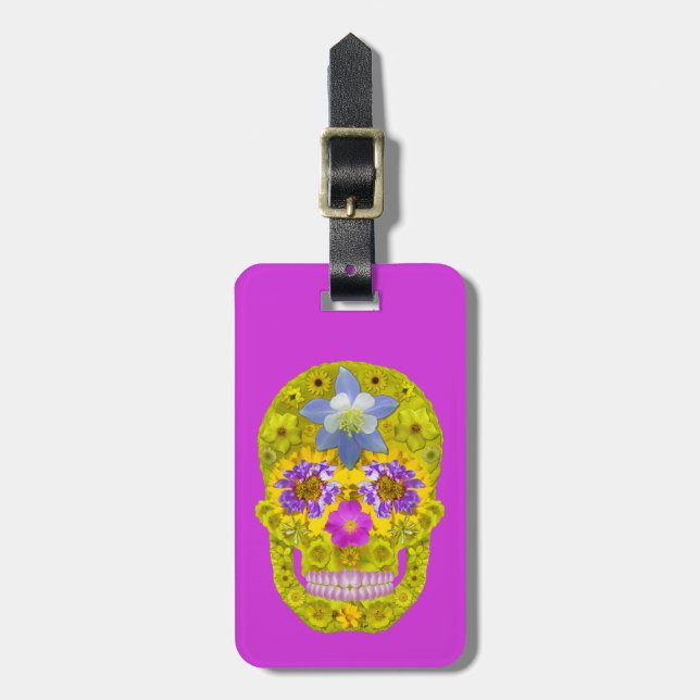 Flower Skull 3 Luggage Tag (Front Vertical)