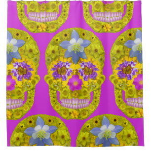 Flower Skull 3 Shower Curtain