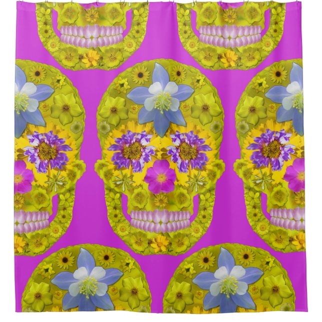 Flower Skull 3 Shower Curtain (Front)