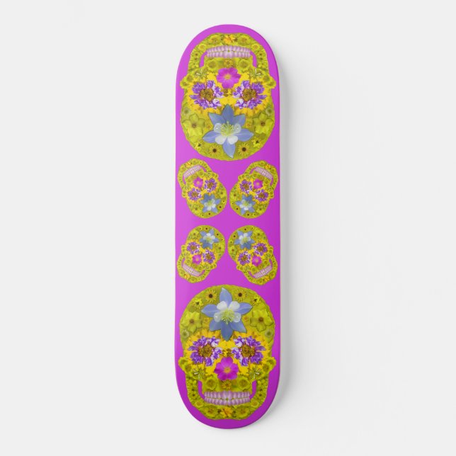 Flower Skull 3 Skateboard (Front)