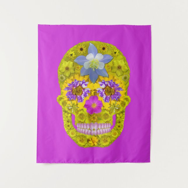 Flower Skull 3 Tapestry (Front)