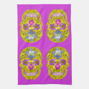 Flower Skull 3 Tea Towel