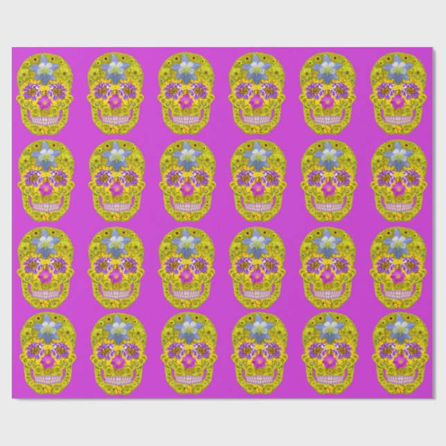 Flower Skull 3 Wrapping Paper (Flat)