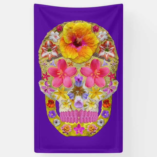 Flower Skull 4 - Tropical Banner (Vertical)