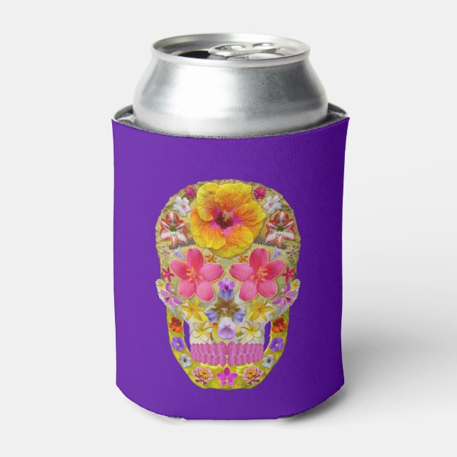 Flower Skull 4 - Tropical Can Cooler (Can Front)