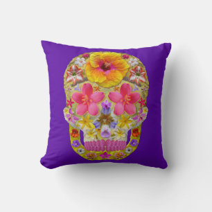 Flower Skull 4 - Tropical Cushion