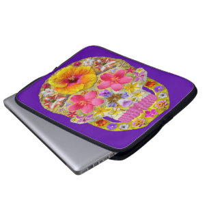 Flower Skull 4 - Tropical Laptop Sleeve
