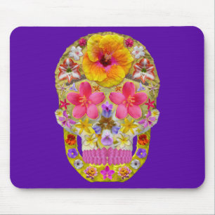 Flower Skull 4 - Tropical Mouse Pad