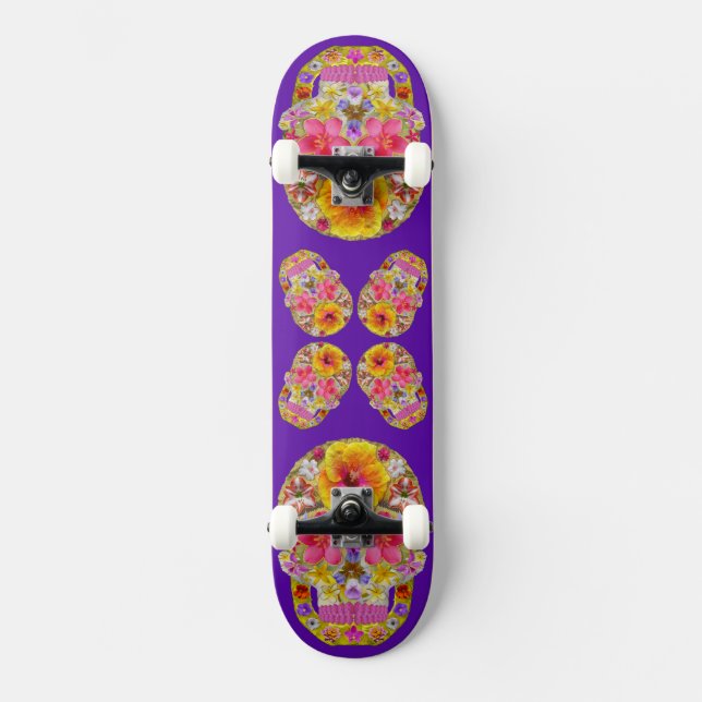 Flower Skull 4-Tropical Skateboard (Front)