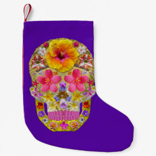 Flower Skull 4 - Tropical Small Christmas Stocking