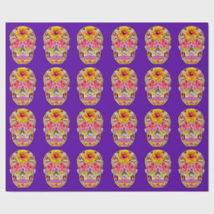 Flower Skull 4 - Tropical Wrapping Paper