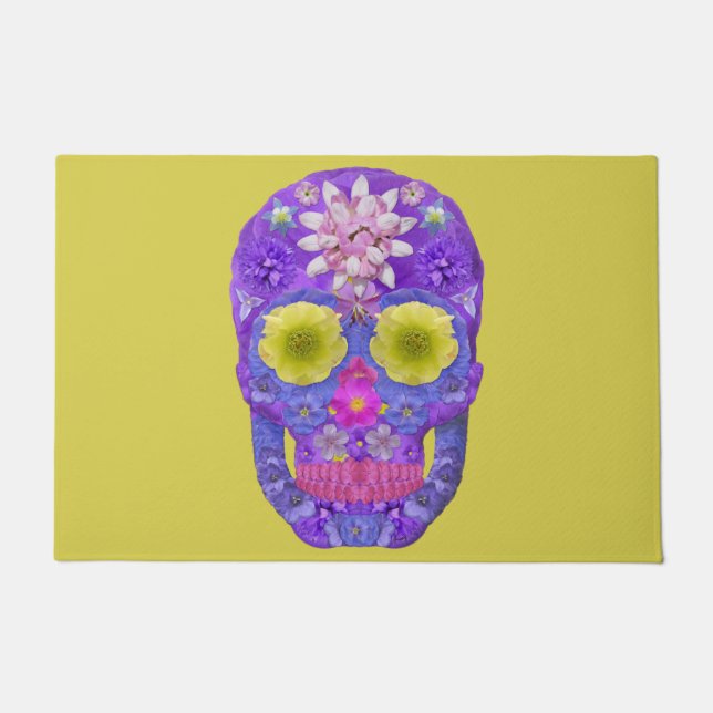 Flower Skull 5 Doormat (Front)