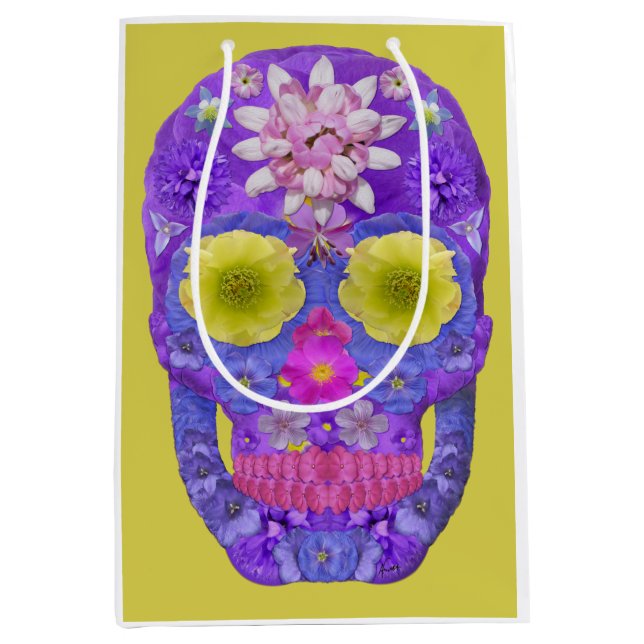 Flower Skull 5 Medium Gift Bag (Front)