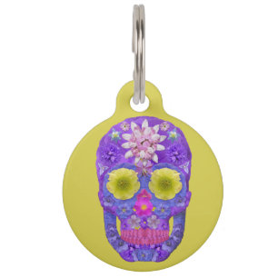 Flower Skull 5 Pet Tag