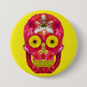 Flower Skull 6 7.5 Cm Round Badge