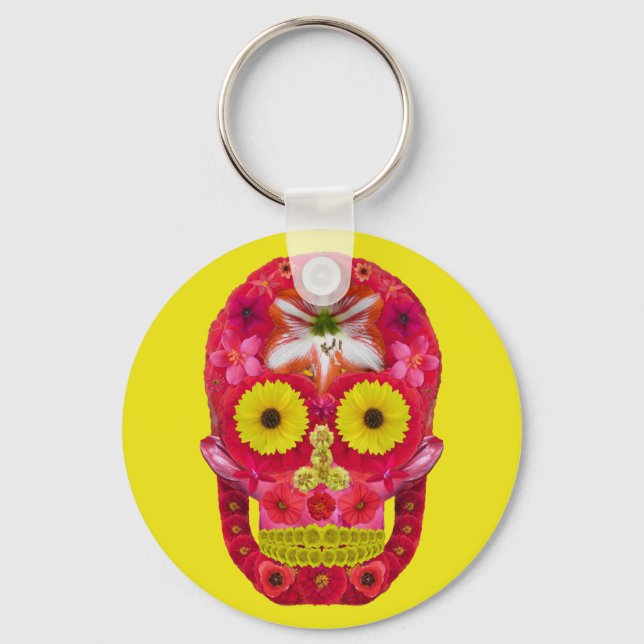 Flower Skull 6 Key Ring (Front)