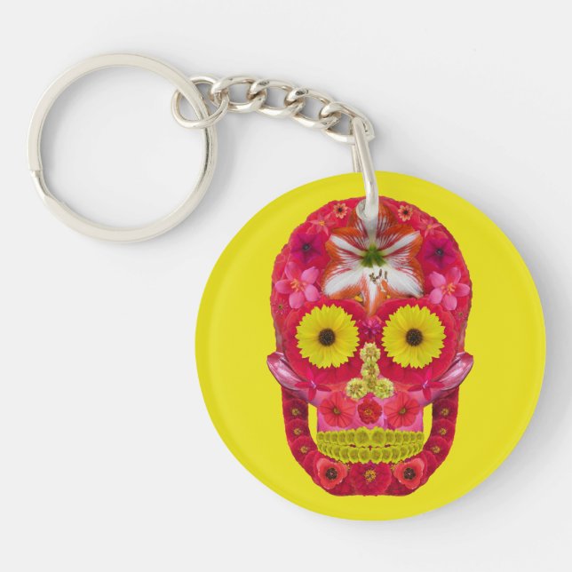 Flower Skull 6 Key Ring (Front)