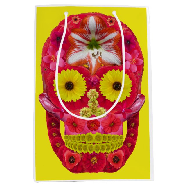 Flower Skull 6 Medium Gift Bag (Front)