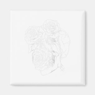 Flower Skull And Rose Tattoo Art Graphic Floral Go Magnet