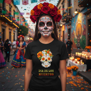 Flower Skull Dia de los Muertos T-Shirt