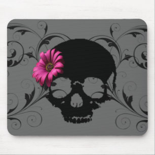 flower skull mouse pad