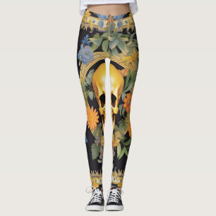 Flower Skull Pattern   Bright Colours Leggings