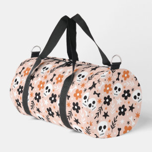 Flower Skull Pattern Duffle Bag