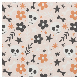 Flower Skull Pattern Fabric