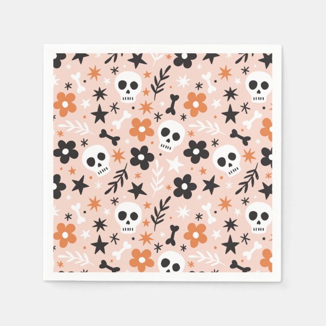 Flower Skull Pattern Napkin (Front)