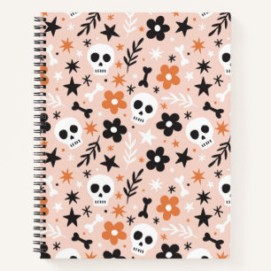 Flower Skull Pattern Notebook