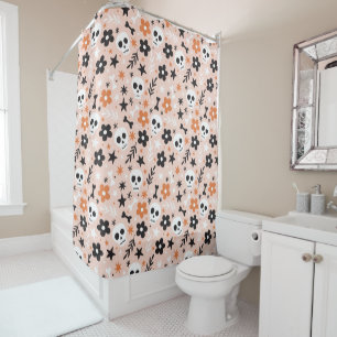 Flower Skull Pattern Shower Curtain