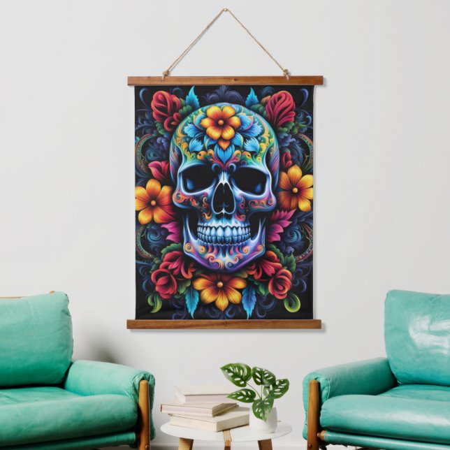 Flower Skull Wall Tapestry (Living Room)