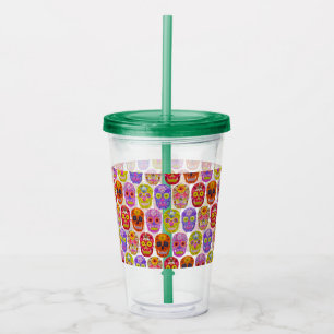 Flower Skulls Seamless Pattern 2018 Acrylic Tumbler