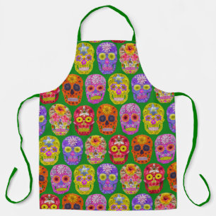 Flower Skulls Seamless Pattern 2018 Apron