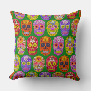 Flower Skulls Seamless Pattern 2018 Cushion