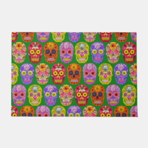 Flower Skulls Seamless Pattern 2018 Doormat