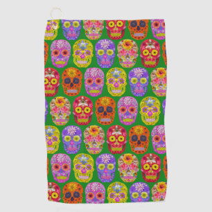 Flower Skulls Seamless Pattern 2018 Golf Towel