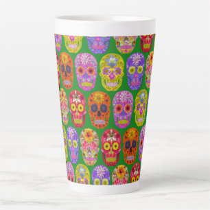 Flower Skulls Seamless Pattern 2018 Latte Mug