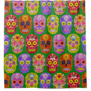 Flower Skulls Seamless Pattern 2018 Shower Curtain