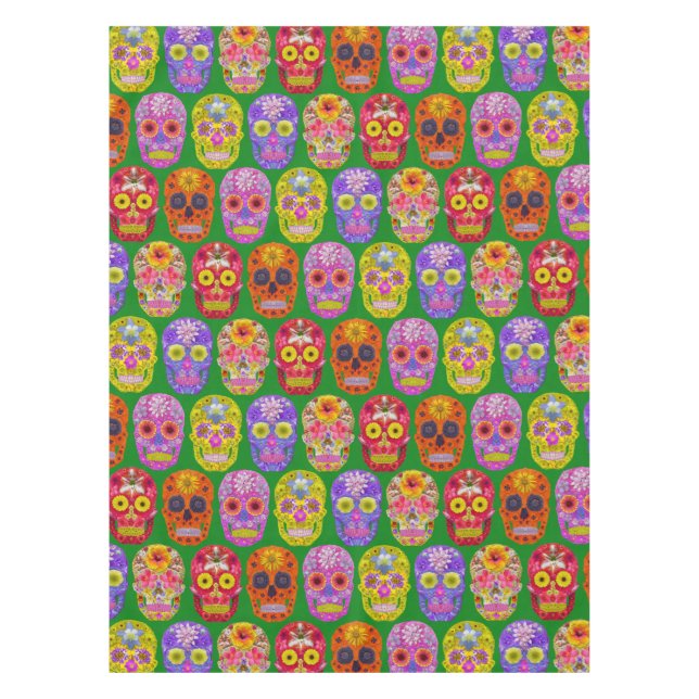 Flower Skulls Seamless Pattern 2018 Tablecloth (Front)