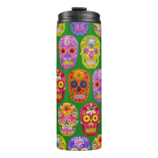 Flower Skulls Seamless Pattern 2018 Thermal Tumbler (Front)