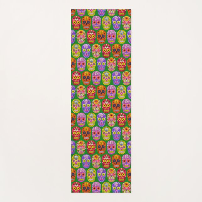 Flower Skulls Seamless Pattern 2018 Yoga Mat (Front)