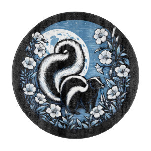 Flower Skunk Artwork Skunks Floral Cutting Board