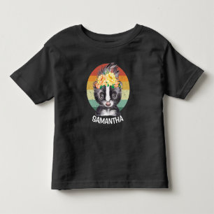 Flower Skunk Sunset Blue White Name Toddler T-Shirt